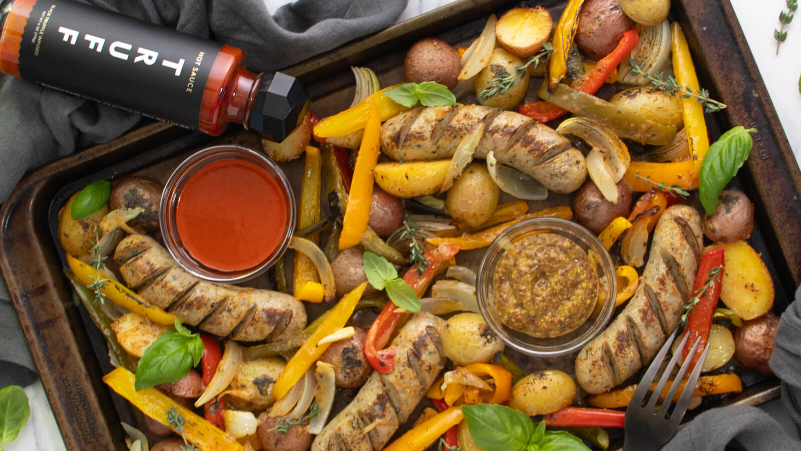 Sheet Pan Sausage, Potatoes & Capsicum Recipe